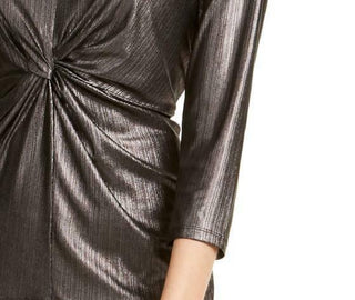 Blusa feminina Alfani Metallic Twist-Front, cor carvão, tamanho 2, extra grande