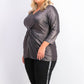 Top feminino Alfani Plus Size com torção frontal metálica, preto, tamanho 1X