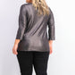 Top feminino Alfani Plus Size com torção frontal metálica, preto, tamanho 3 extra grande