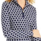 Camiseta feminina estampada Charter Club com zíper e manga curta, tamanho XX-G