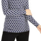 Camiseta feminina estampada Charter Club com zíper e manga curta, azul, tamanho pequeno