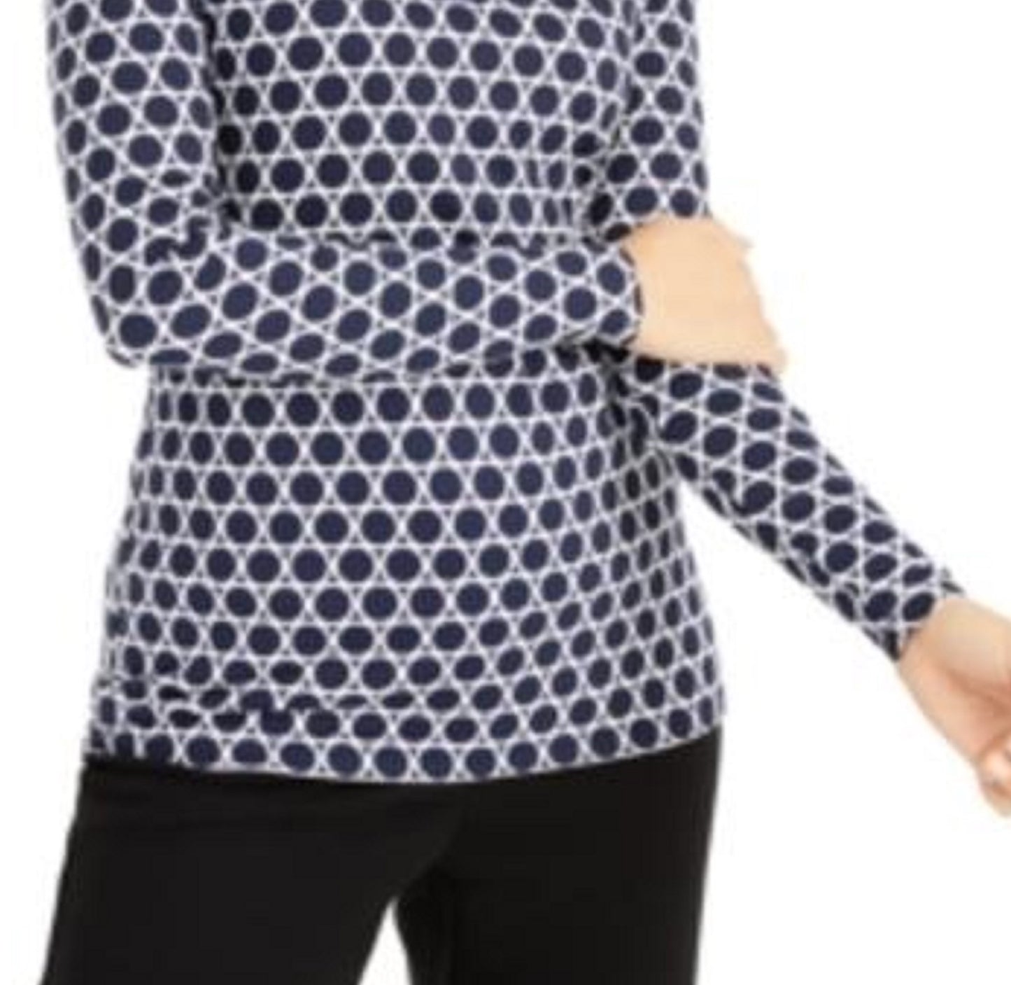 Camiseta feminina estampada Charter Club com zíper e meio zíper, tamanho extra grande, azul