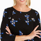 Blusa plissada com estampa floral feminina Charter Club, preta, tamanho pequeno