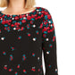 Blusa feminina com estampa floral e manga sino Charter Club, preta, tamanho pequeno