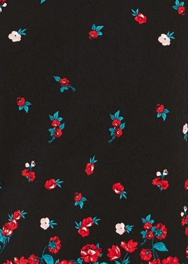 Blusa feminina com estampa floral e manga sino Charter Club, preta, tamanho pequeno