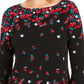Blusa feminina com estampa floral e manga sino Charter Club, preta, tamanho extra grande