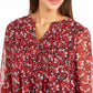 Blusa feminina Charter Club com estampa floral e manga sino, vermelha, tamanho pequeno