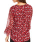 Blusa feminina Charter Club com estampa floral e manga sino, vermelha, tamanho pequeno