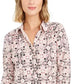 Camisa polo feminina Charter Club com estampa de manga 3/4, rosa, tamanho pequeno