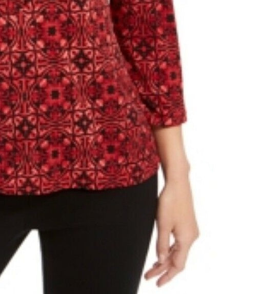 Camisa polo feminina estampada Charter Club vermelha tamanho médio