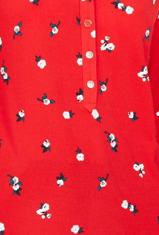 Camisa polo feminina Charter Club com estampa de manga 3/4, vermelha, tamanho médio