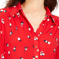Camisa polo feminina Charter Club com estampa de manga 3/4, vermelha, tamanho extra grande