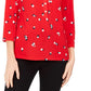 Camisa polo feminina Charter Club com estampa de manga 3/4, vermelha, tamanho extra grande