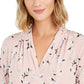 Top feminino estampado com decote em V, rosa, tamanho 2, extra grande, Charter Club