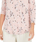 Top feminino estampado com decote em V, rosa, tamanho 2, extra grande, Charter Club