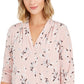 Top feminino estampado com decote em V, rosa, tamanho pequeno, Charter Club