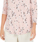 Top feminino estampado com decote em V, rosa, tamanho pequeno, Charter Club