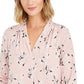 Top feminino estampado com decote em V, tamanho X-G, rosa, Charter Club