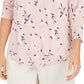 Top feminino estampado com decote em V, tamanho X-G, rosa, Charter Club