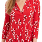 Blusa feminina com decote em V floral Charter Club, tamanho médio, vermelha, XXG