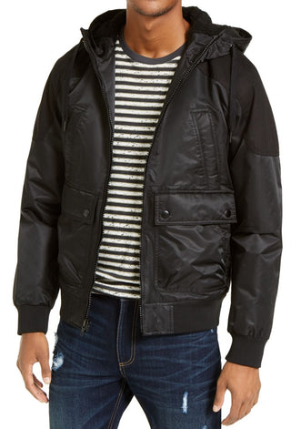 Jaqueta bomber com capuz Ross masculina American Rag, preta, tamanho médio
