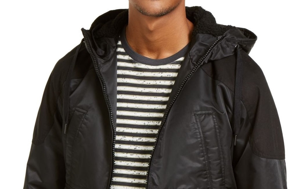 Jaqueta bomber com capuz Ross masculina American Rag, preta, tamanho médio