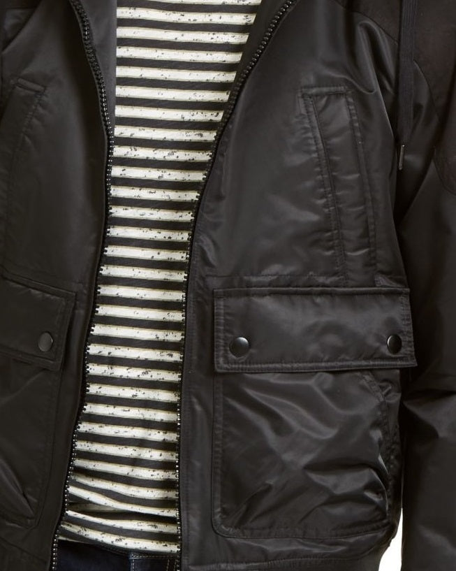 Jaqueta bomber com capuz Ross masculina American Rag, preta, tamanho médio
