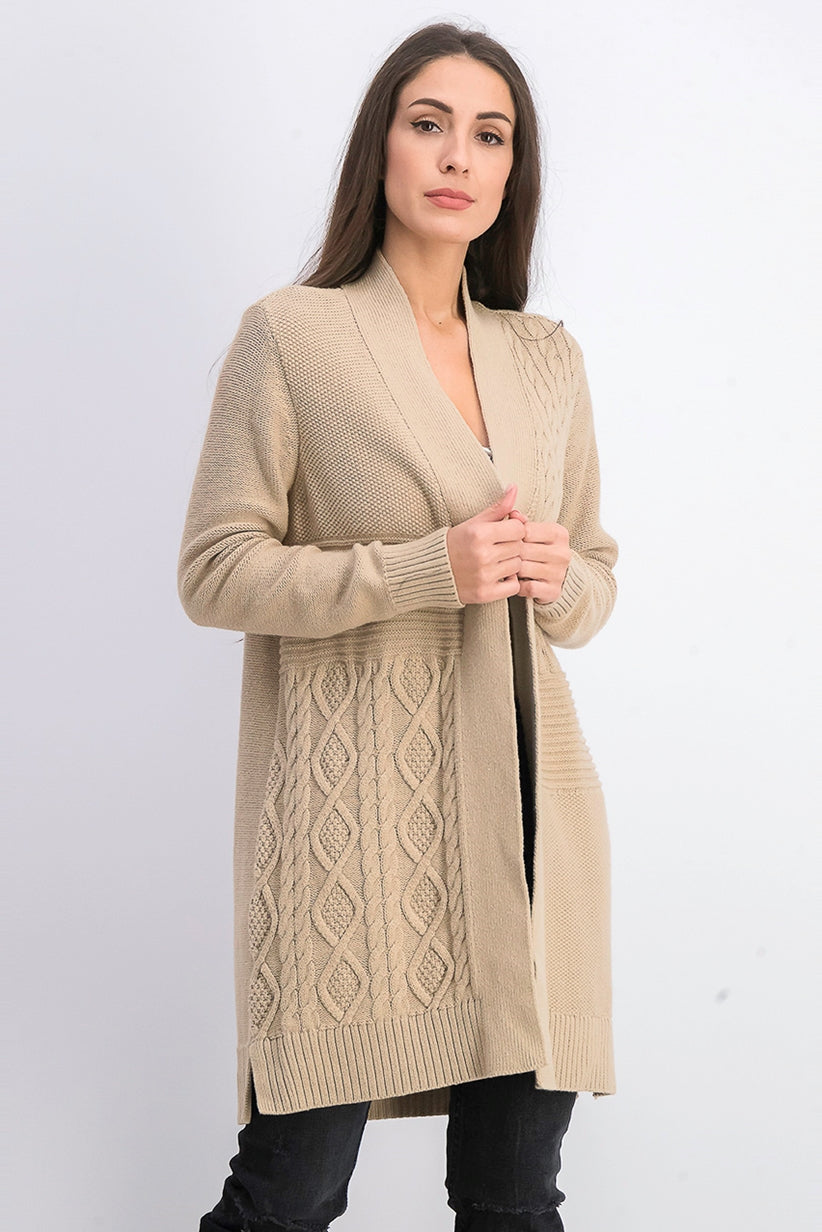 Cardigan feminino patchwork Charter Club bege tamanho grande