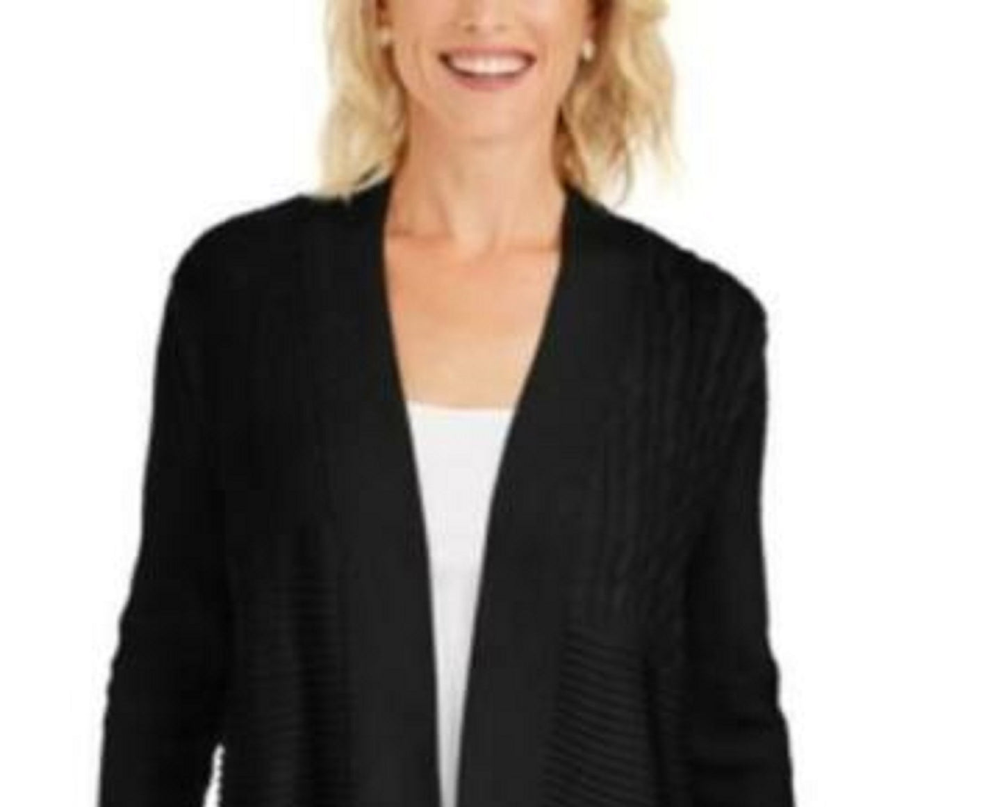 Cardigan feminino patchwork Charter Club preto tamanho extra pequeno