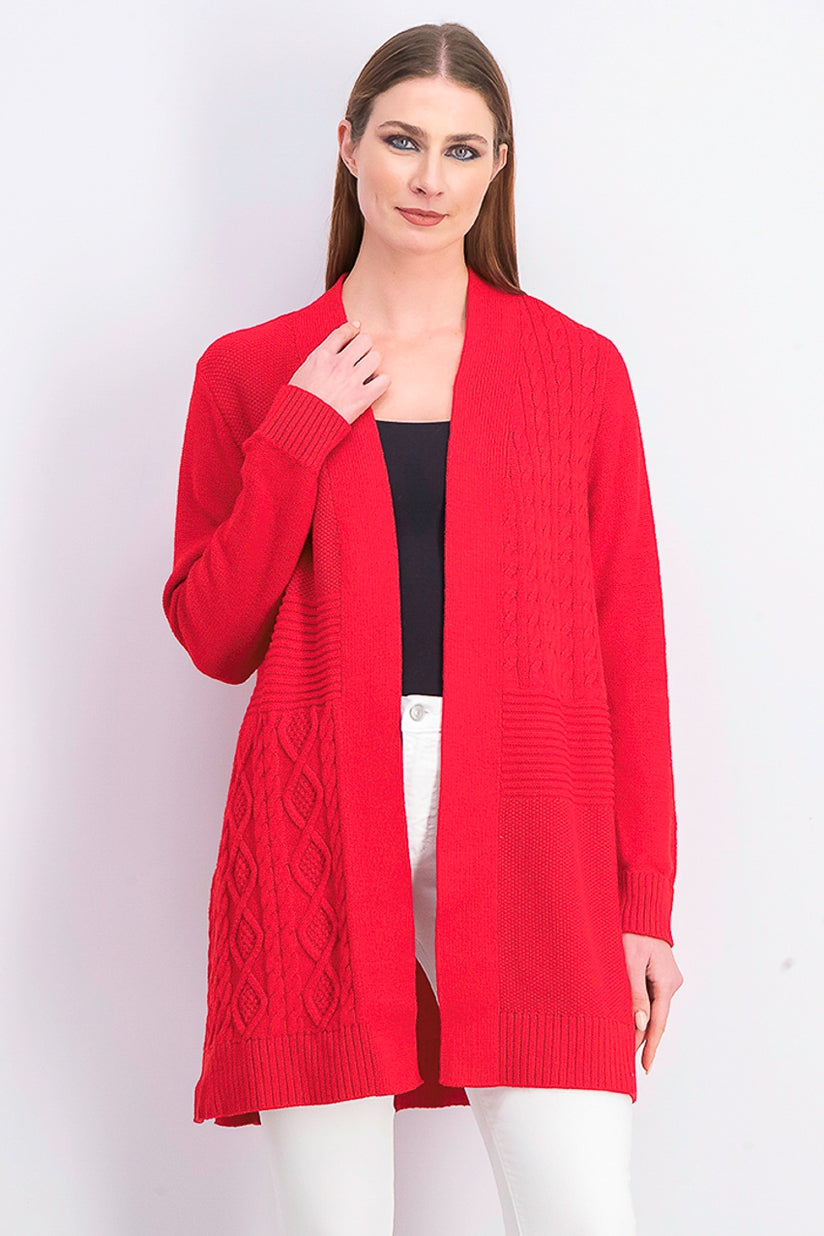 Cardigan feminino patchwork Charter Club vermelho tamanho pequeno