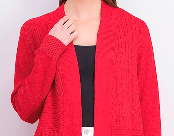 Cardigan feminino patchwork Charter Club vermelho tamanho pequeno