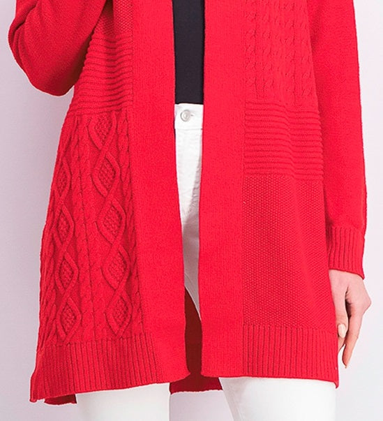 Cardigan feminino patchwork Charter Club vermelho tamanho pequeno