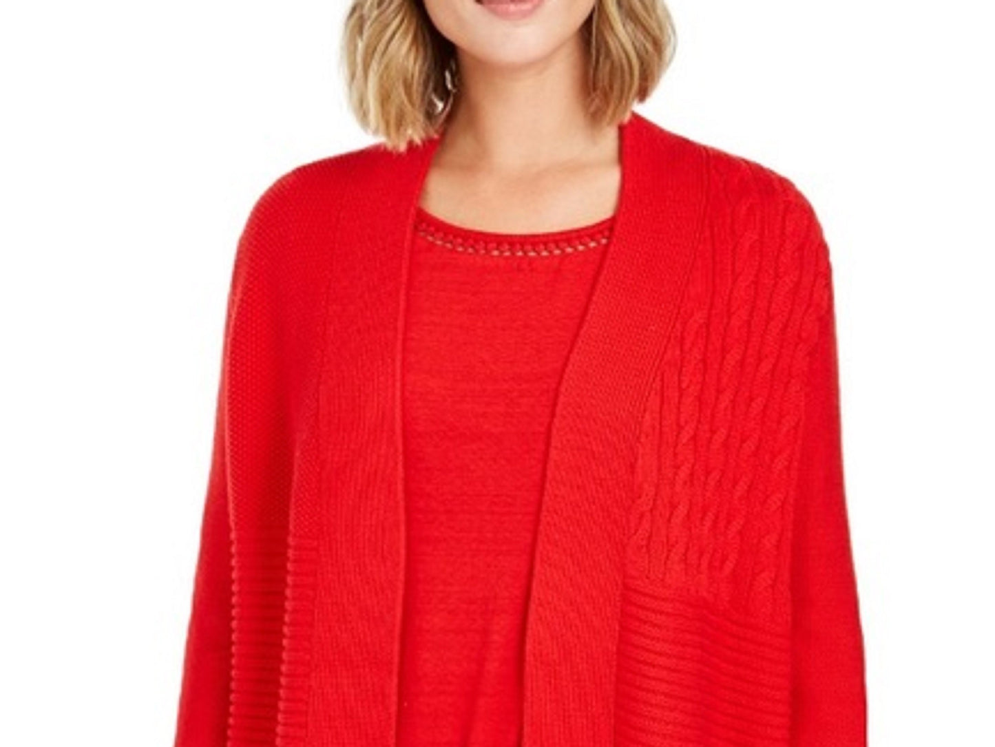 Cardigan feminino patchwork Charter Club vermelho tamanho extra grande