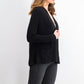 Cardigan feminino de algodão com abertura frontal, preto, tamanho extra grande, Charter Club