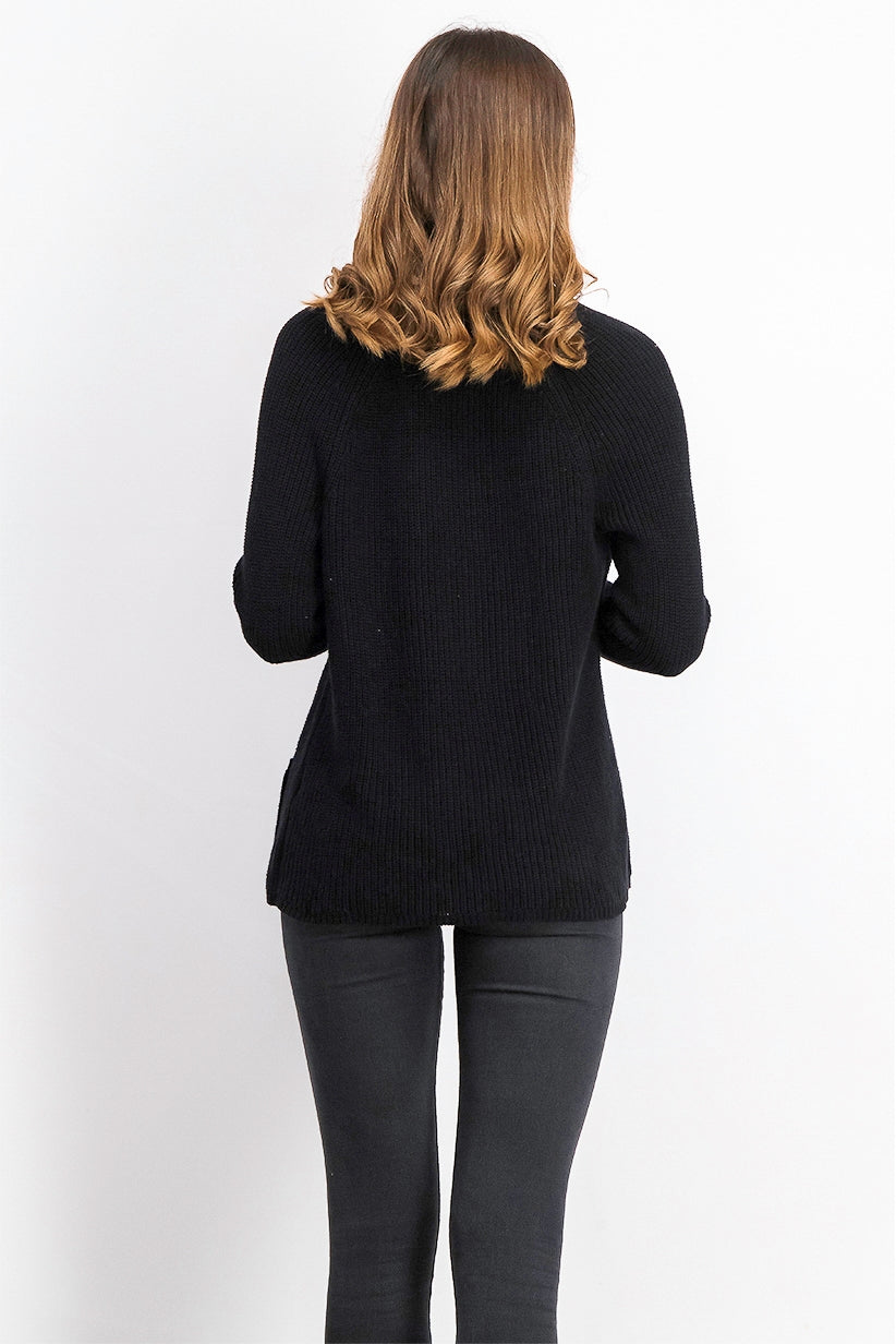 Cardigan feminino de algodão com abertura frontal, preto, tamanho extra grande, Charter Club