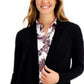 Cardigan feminino de algodão com abertura frontal, preto, tamanho extra pequeno, Charter Club
