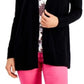 Cardigan feminino de algodão com abertura frontal, preto, tamanho extra pequeno, Charter Club