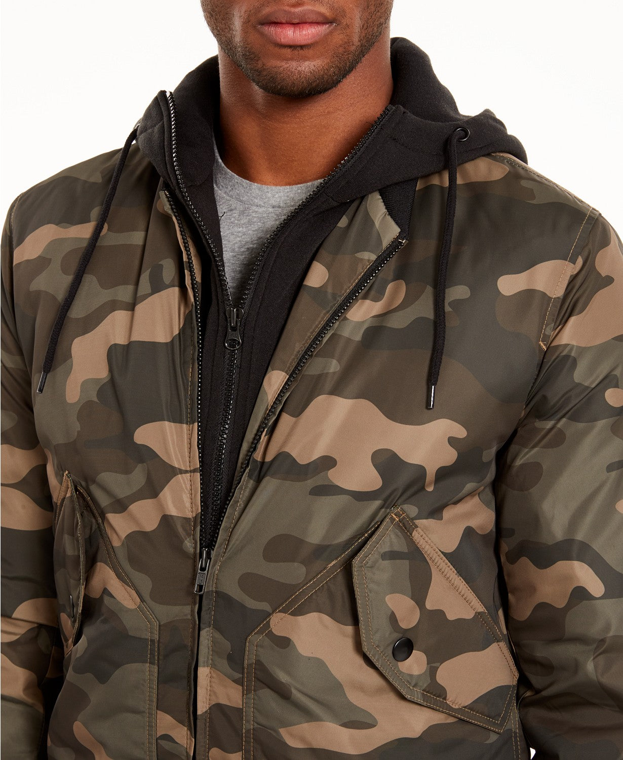 Jaqueta bomber camuflada Cortez masculina American Rag, verde, tamanho pequeno