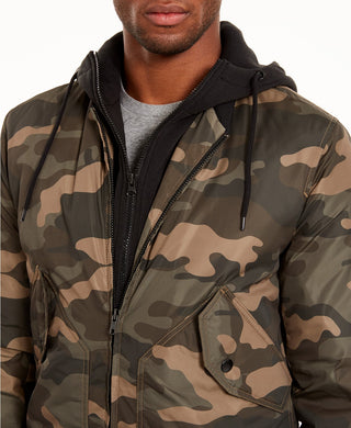 Jaqueta bomber camuflada Cortez masculina American Rag, verde, tamanho pequeno