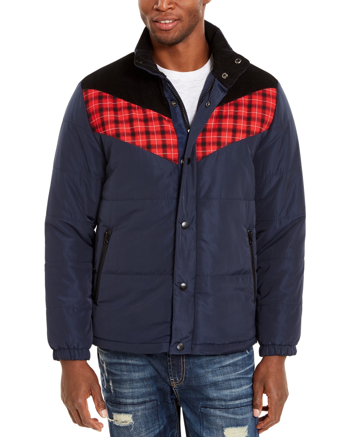 Jaqueta acolchoada Brady Colorblocked Masculina American Rag Azul Tamanho P