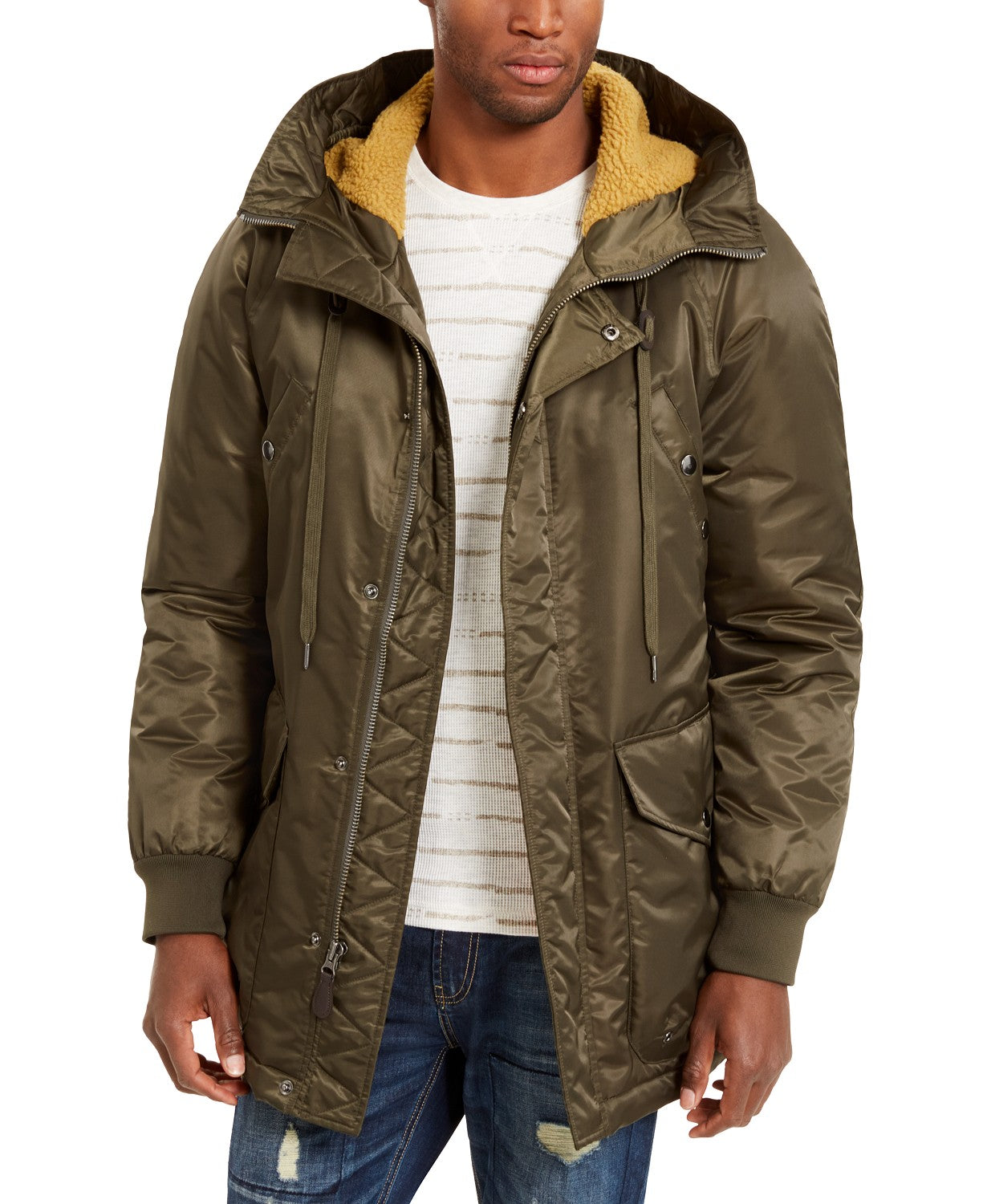 Jaqueta Parka com Capuz Newton Masculina American Rag Verde Oliva Tamanho Grande