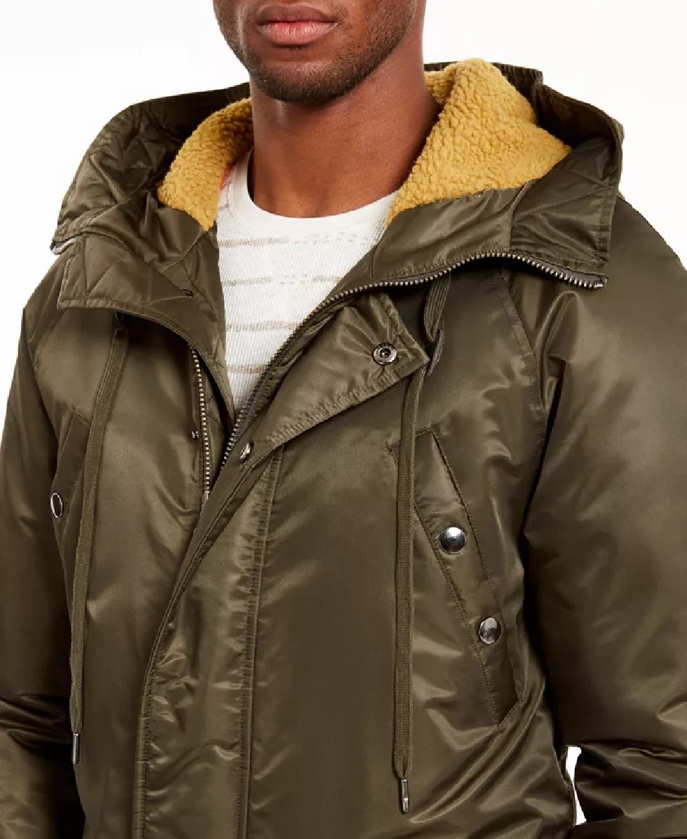 Jaqueta Parka com Capuz Newton Masculina American Rag Verde Oliva Tamanho P