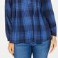 Blusa plissada xadrez pequena feminina Style &amp; Co, azul, tamanho P