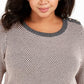 Suéter feminino plus size com botões e detalhes contrastantes Charter Club, preto profundo, tamanho 2X