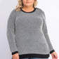 Suéter feminino plus size com acabamento em contraste e botões Charter Club, preto, tamanho 3X