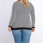 Suéter feminino plus size com acabamento em contraste e botões Charter Club, preto, tamanho 3X