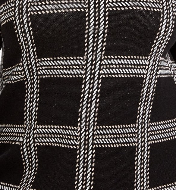 Suéter xadrez metálico plus size feminino Charter Club, preto, tamanho XX-G