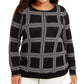 Suéter xadrez metálico plus size feminino Charter Club, preto, tamanho extra grande
