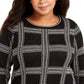 Suéter xadrez metálico plus size feminino Charter Club, preto, tamanho extra grande