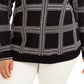 Suéter xadrez metálico plus size feminino Charter Club, preto, tamanho extra grande